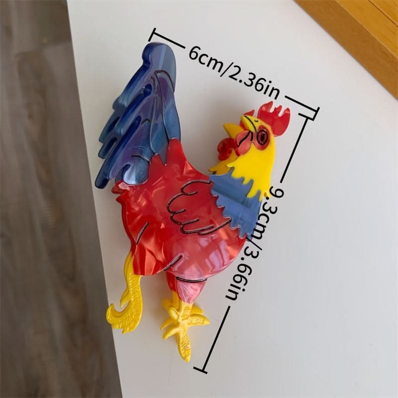 Cartoon Rooster Acetate Hair Claw Clip for Women