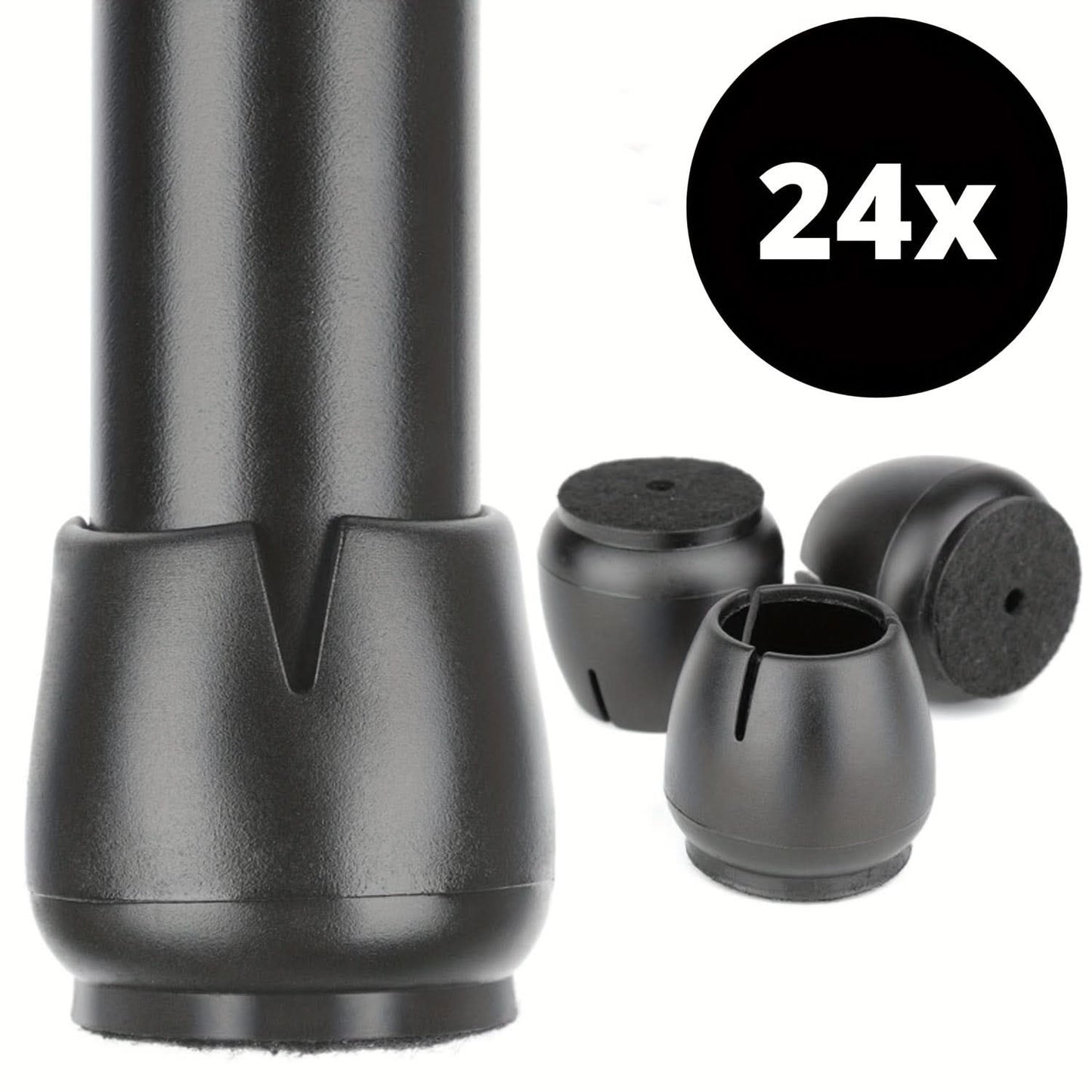 24-Piece Chair Leg Protectors - Round & Square Furniture Floor Protectors