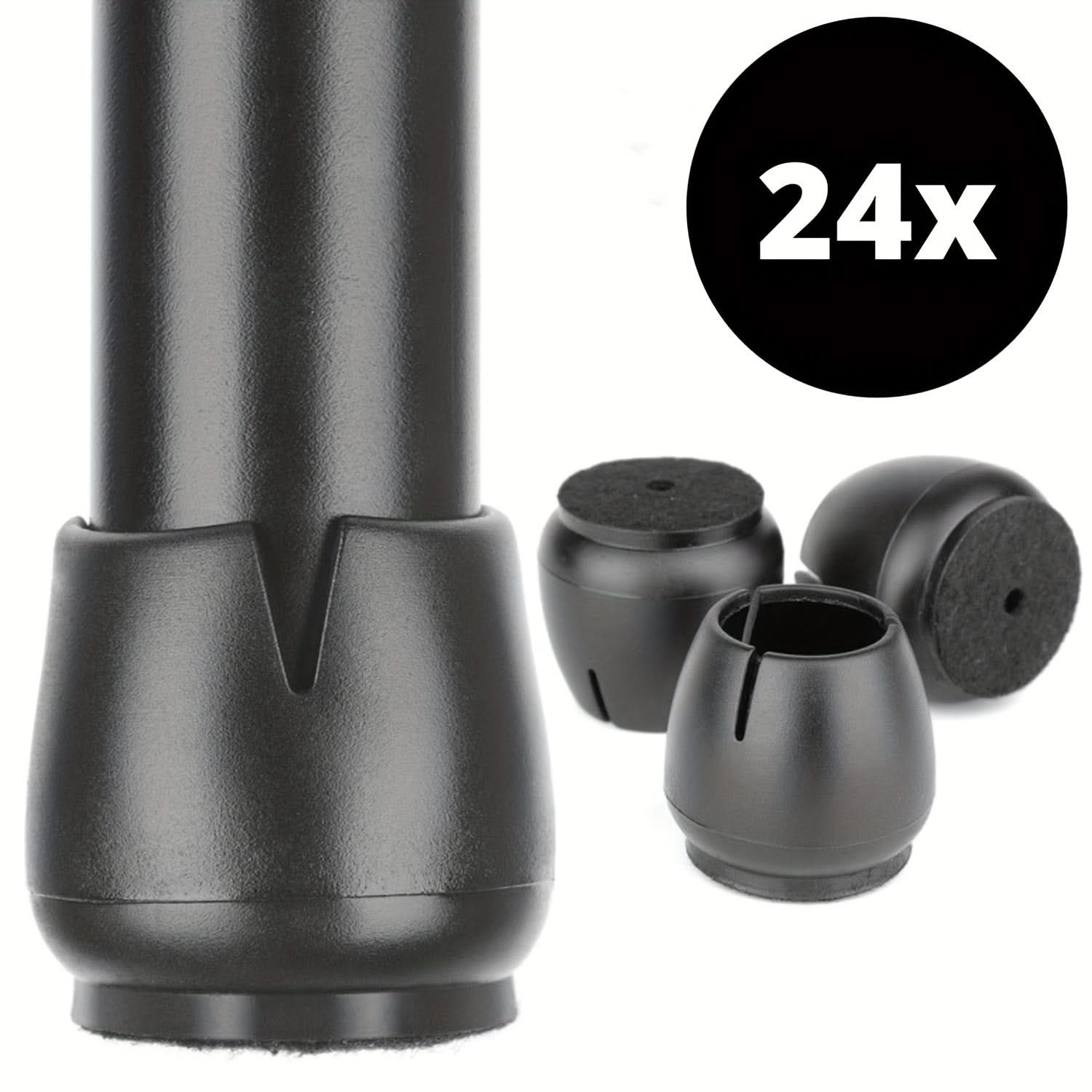 24-Piece Chair Leg Protectors - Round & Square Furniture Floor Protectors
