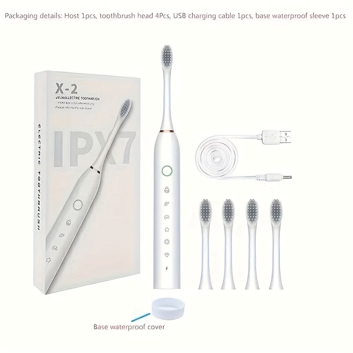 Rechargeable USB Electric Toothbrush – 4/8 Replacement Heads