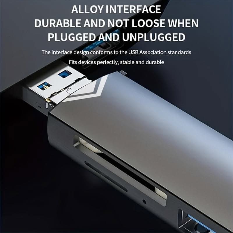 6-in-1 USB 3.0 Card Reader - High-Speed 5Gbps Transfer with Type-C Interface
