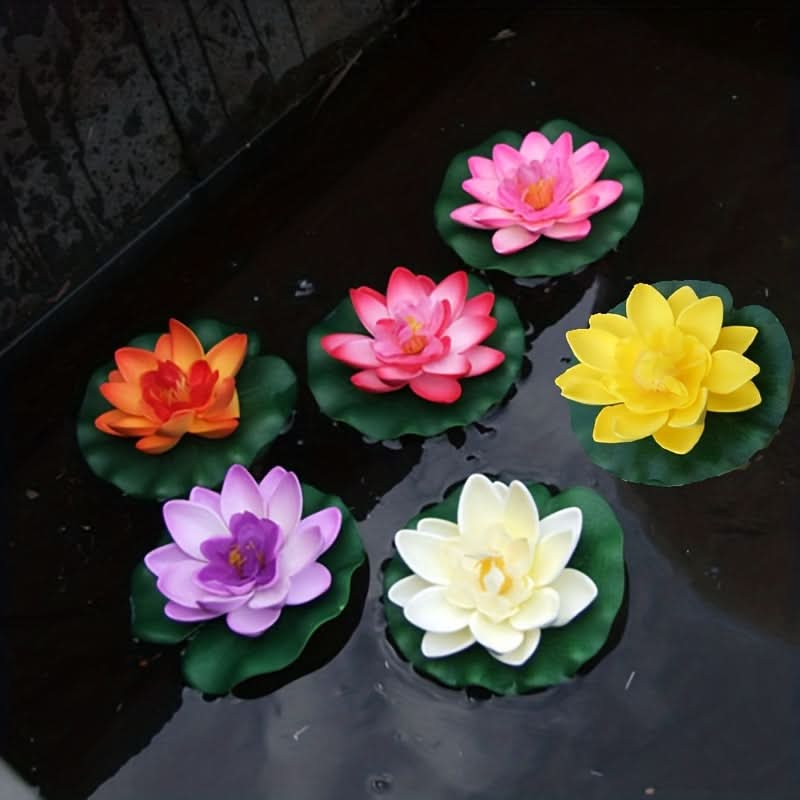 6-Pack Lifelike Lotus & Water Lily Decor