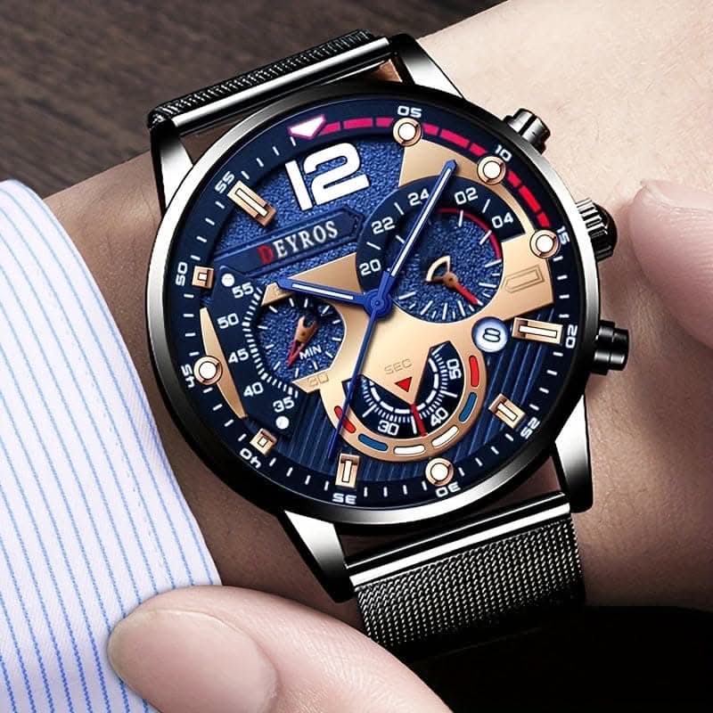 Men's Calendar Quartz Watch – Fashion Business Mesh Strap