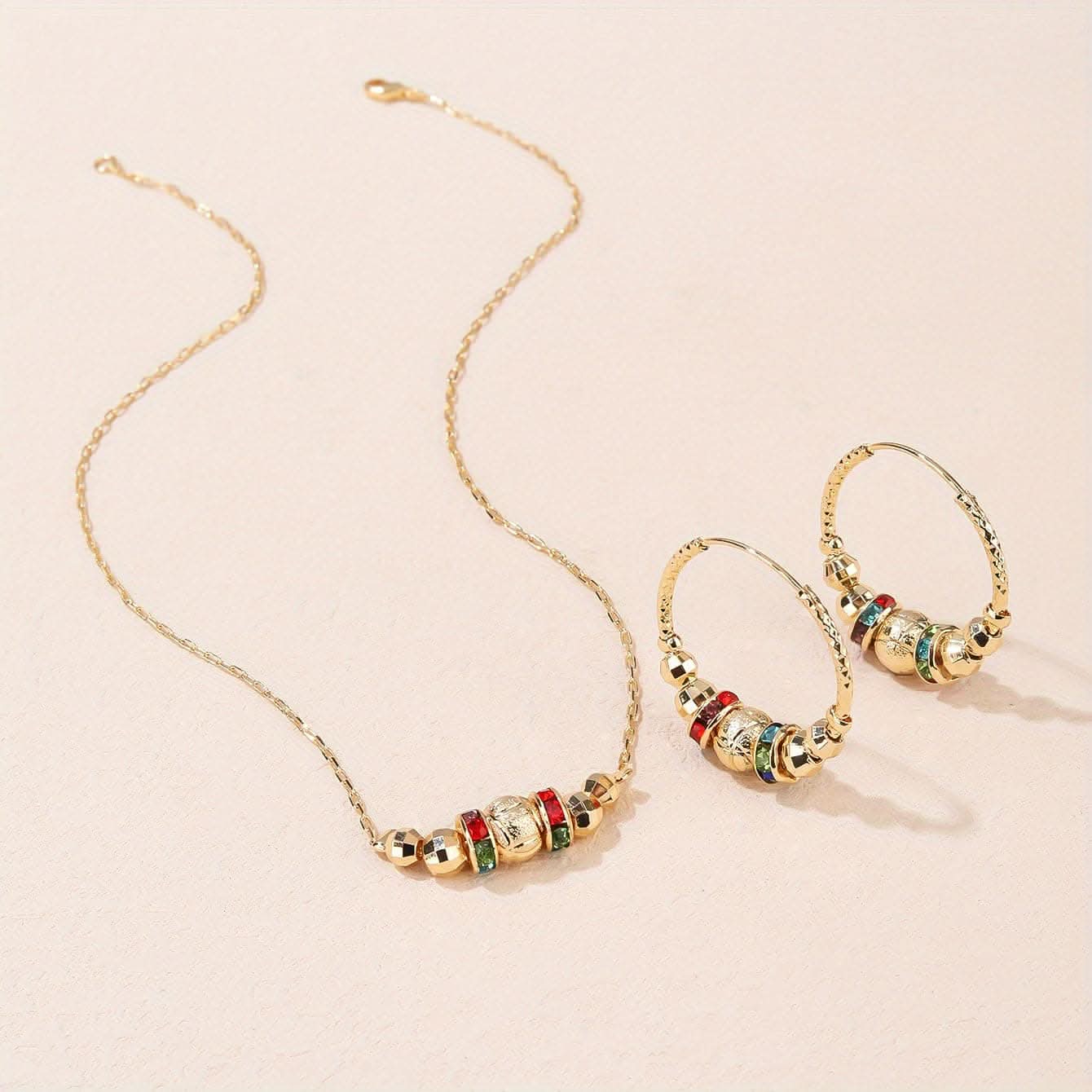 Tribal Jewelry Set – 14k Gold Plated Earrings & Necklace