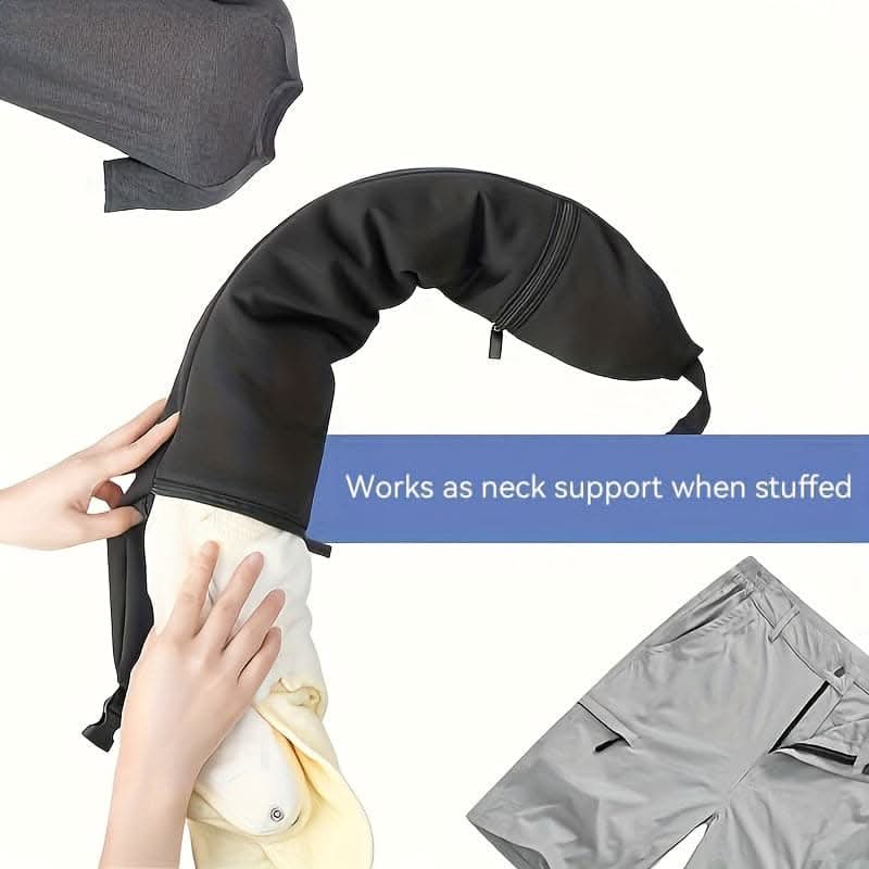 Versatile Neck Pillow – Fill with Clothes, 3-in-1 Travel Essential