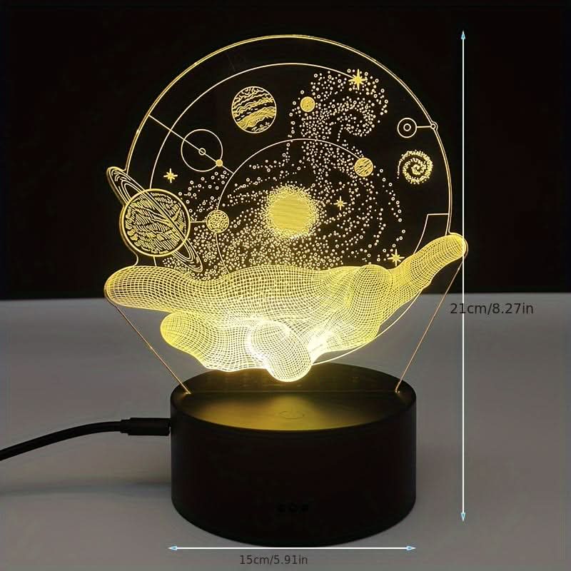 Cosmic Planet 3D Night Light - Colorful USB Powered, Touch Control Bedroom Decor