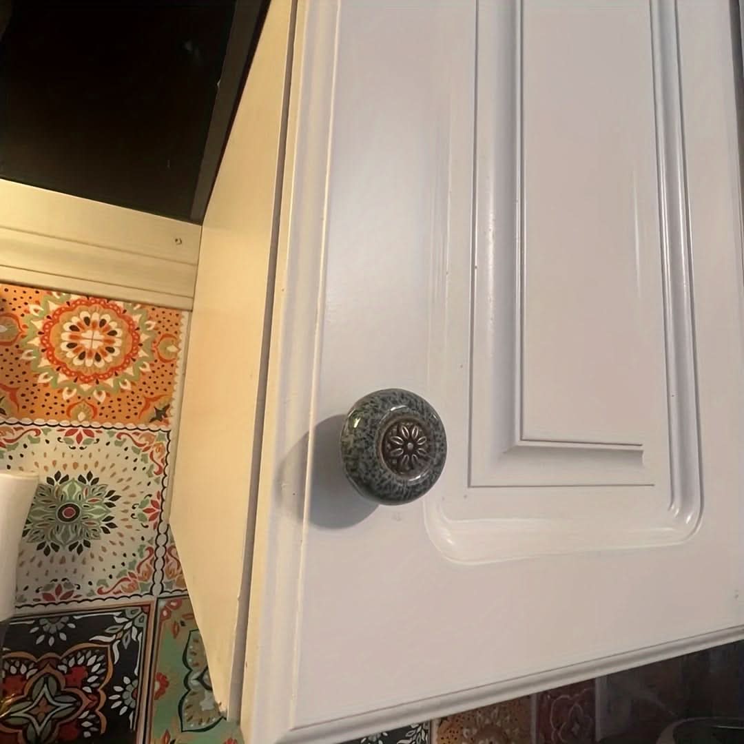 10-Pack Leopard Print Ceramic Cabinet Knobs – Multicolor Glass Pulls