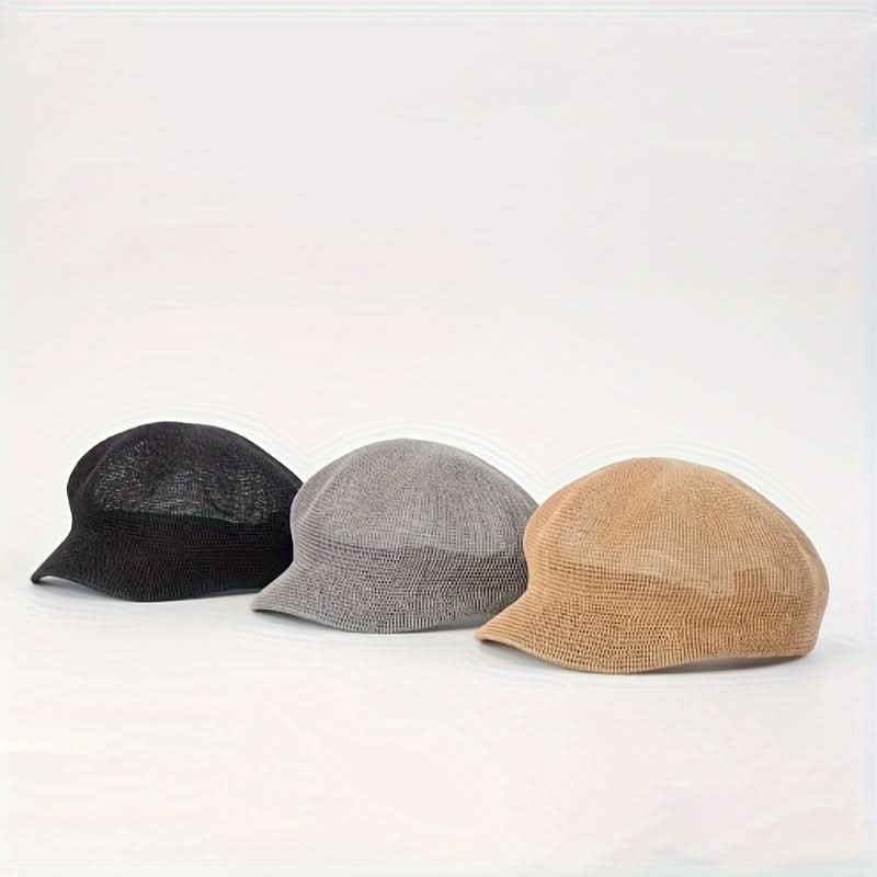 Women’s Summer Mesh Beret Cap – Lightweight Knit Octagonal Hat with Sunshade