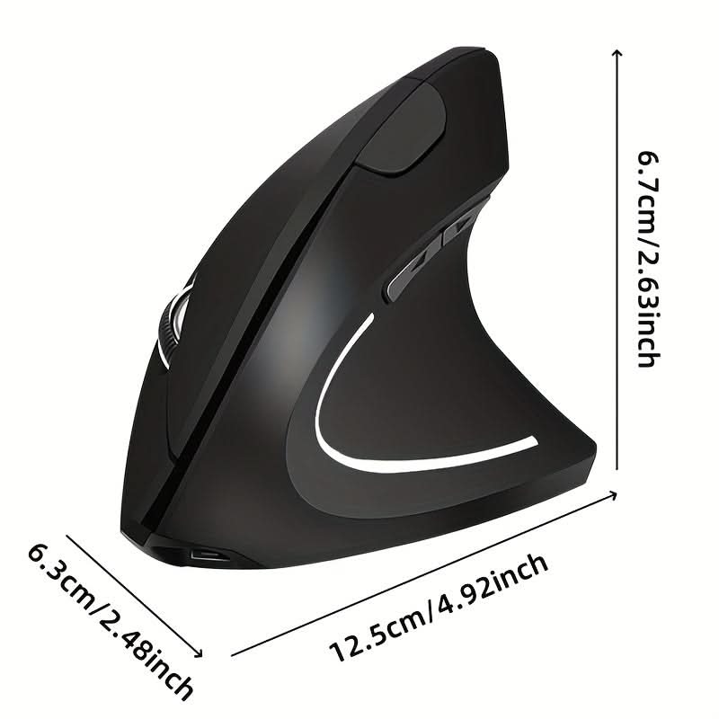 Wireless Ergonomic Vertical Mouse, 6-Button, Right-Handed