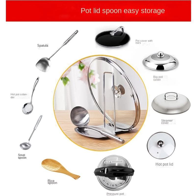 Large Capacity Pot Lid Rack with Drain Tray - Space-Saving Organizer