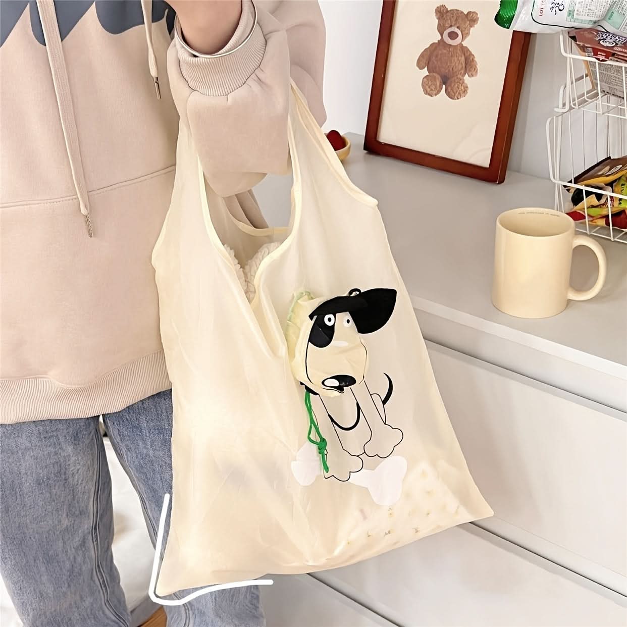 Reusable Grocery Tote – Foldable Large-Capacity Polyester Shopping Bag
