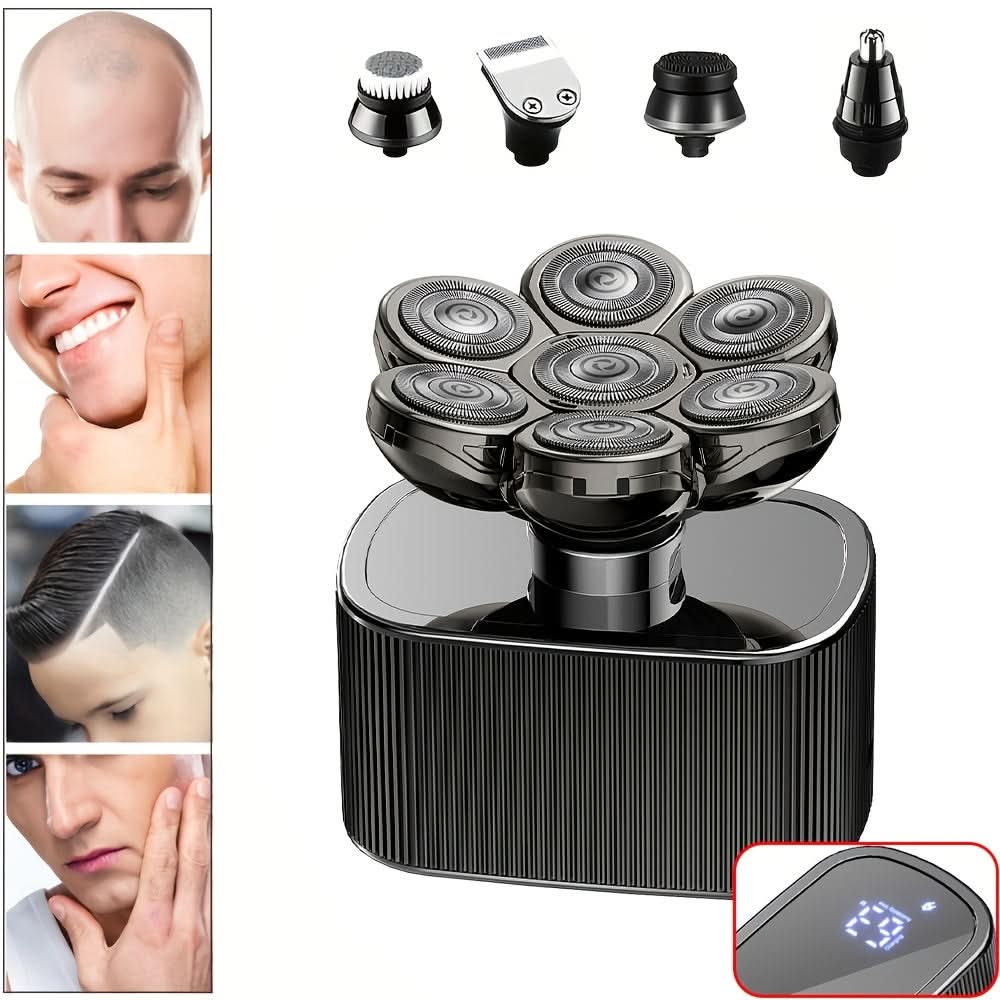 5-in-1 Rechargeable Electric Head Shaver for Men – Wet/Dry Bald Head Grooming Kit