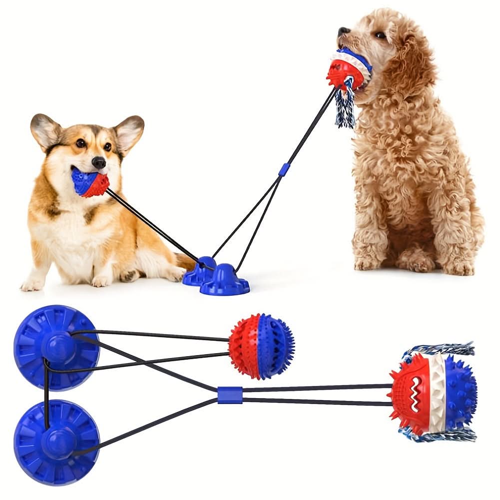 1pc Interactive Squeaky Dog Chew Toy with Dual Suction Cups