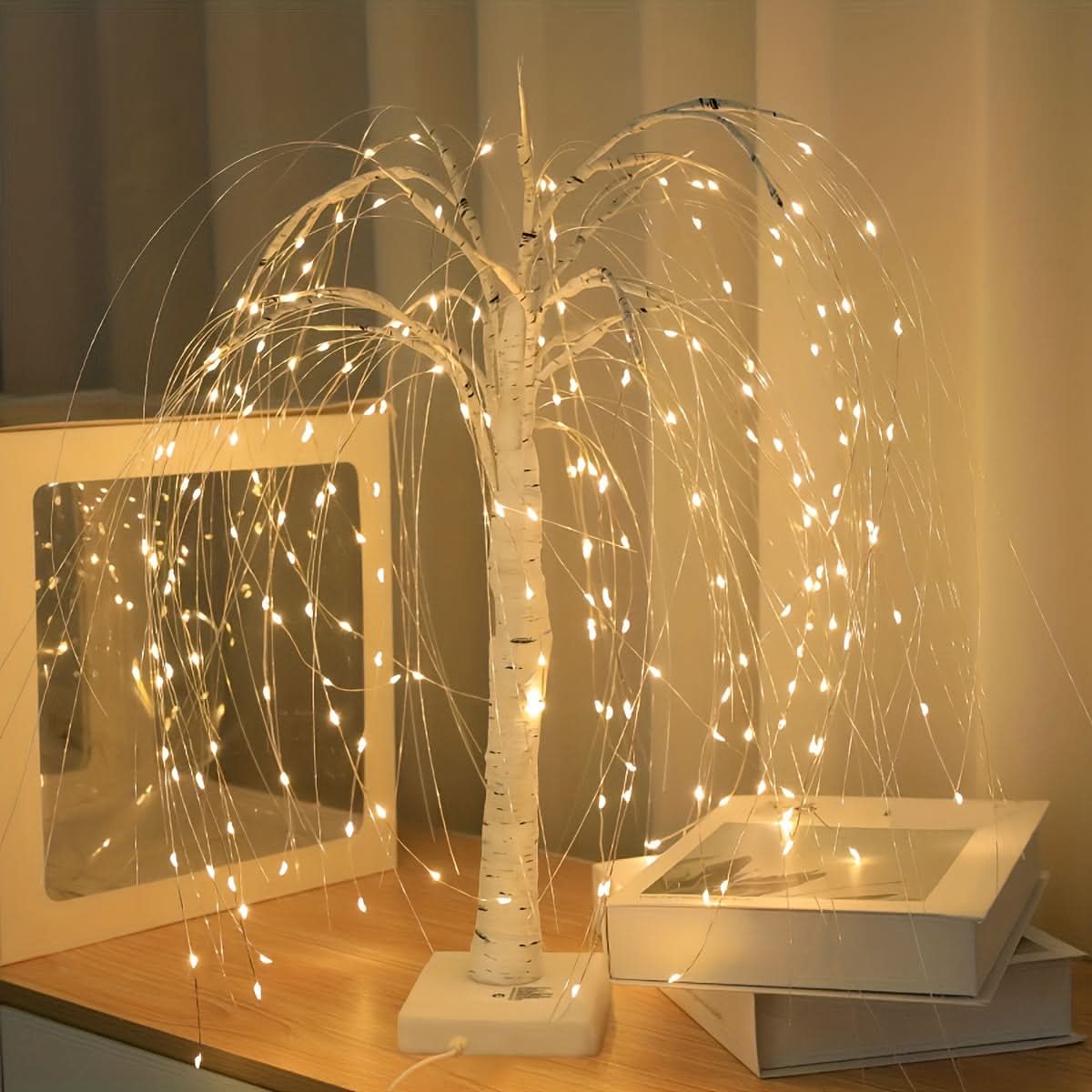 Willow Tree LED Night Light – 8 Modes, USB Powered, Touch Control