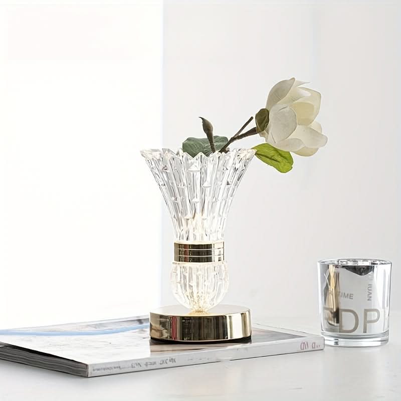 Modern LED Crystal Table Lamp - 3-Color Dimmable Lighting