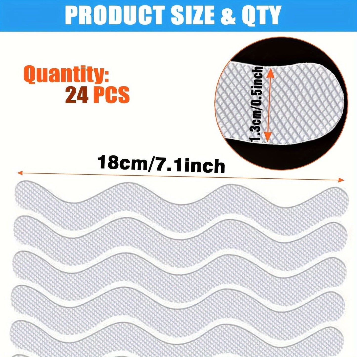 24pcs Premium Clear Anti-Slip Stickers - Maximum Grip for Bathroom Floor & Shower
