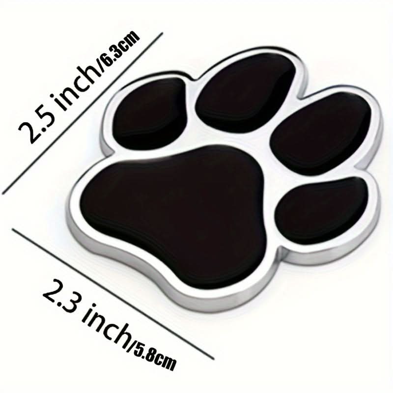 Chrome Dog Paw Car Decal – Metal Footprint Sticker for Cars & Motorcycles