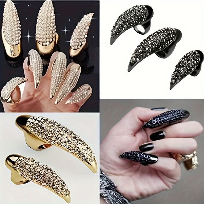 Black Gothic Punk Almond Nail Set