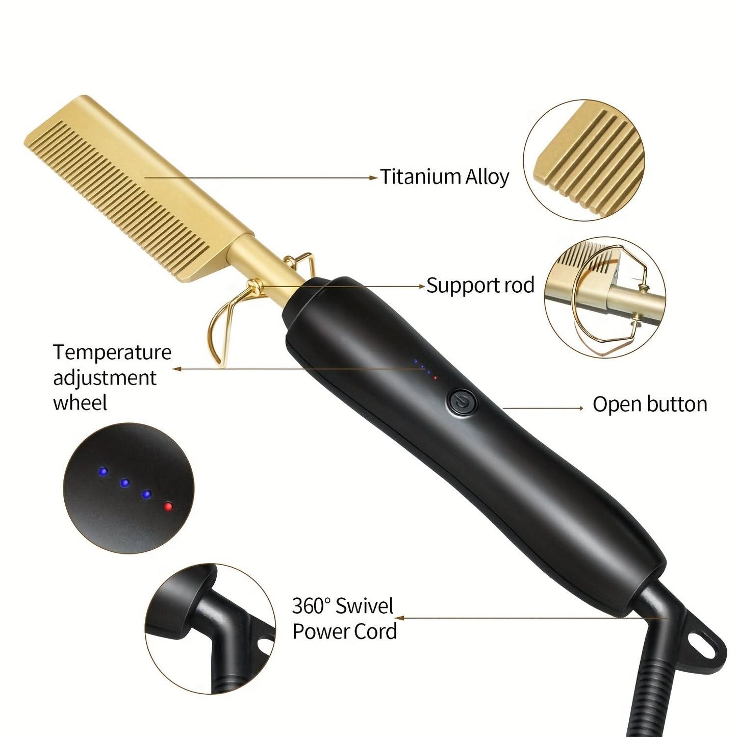 Ceramic Hot Comb Hair Straightener – for Natural Hair & Beards