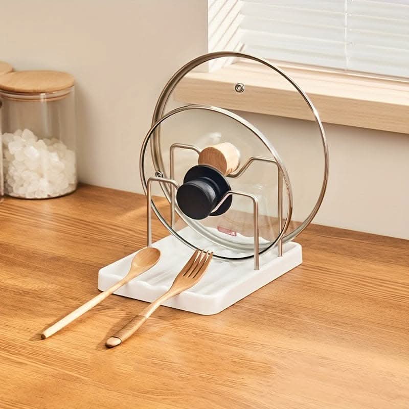 Premium Pot Lid Holder - Space-Saving Stainless Steel Rack with Drainage