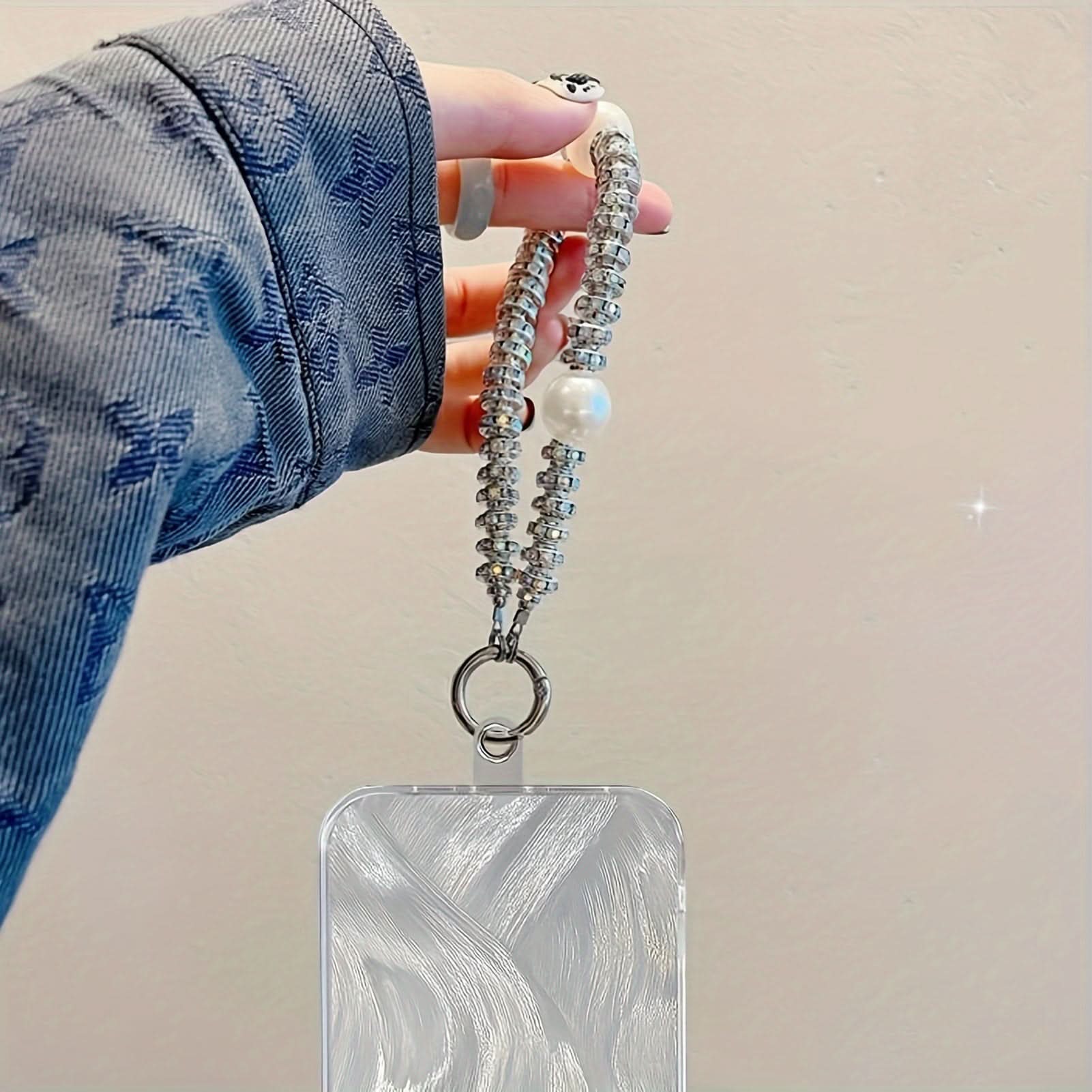 Luxury Pearl Beaded iPhone 16/15 Case with Lanyard