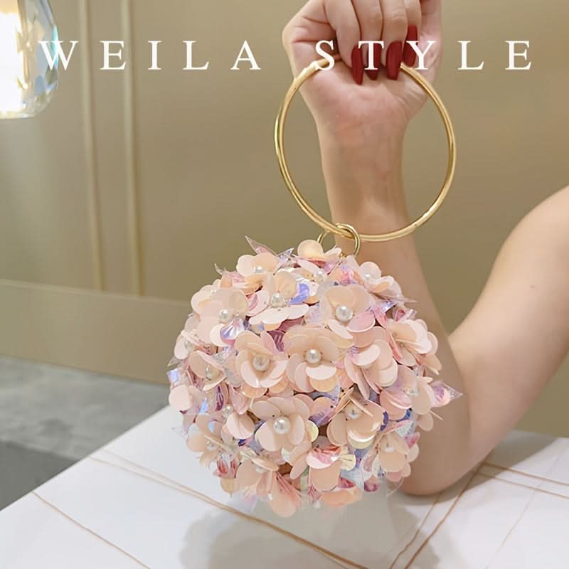 Rose Gold Rhinestone Evening Clutch Bag