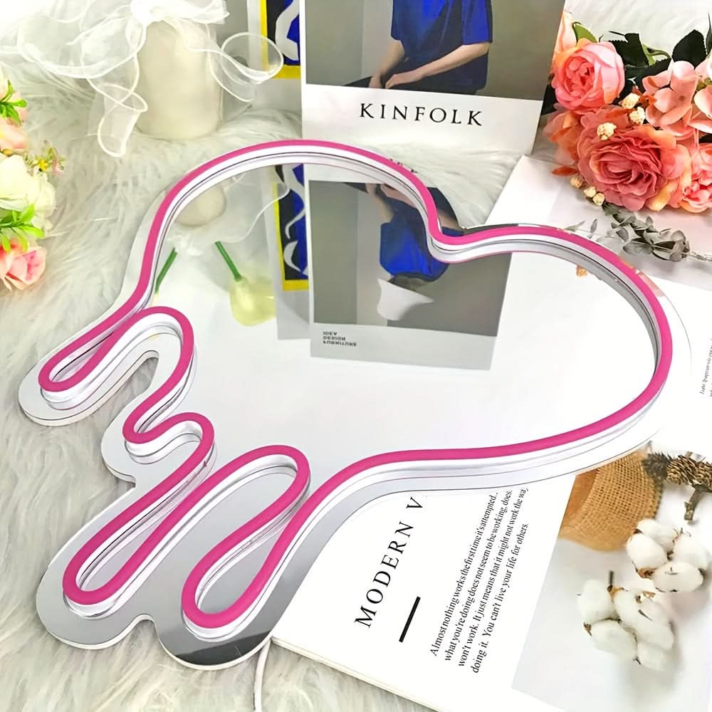 Pink Heart Neon LED Sign - USB Powered, Wall-Mounted Decor for Girls