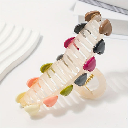 Heart-Shaped Decorative Hair Claw Clip - Colorful