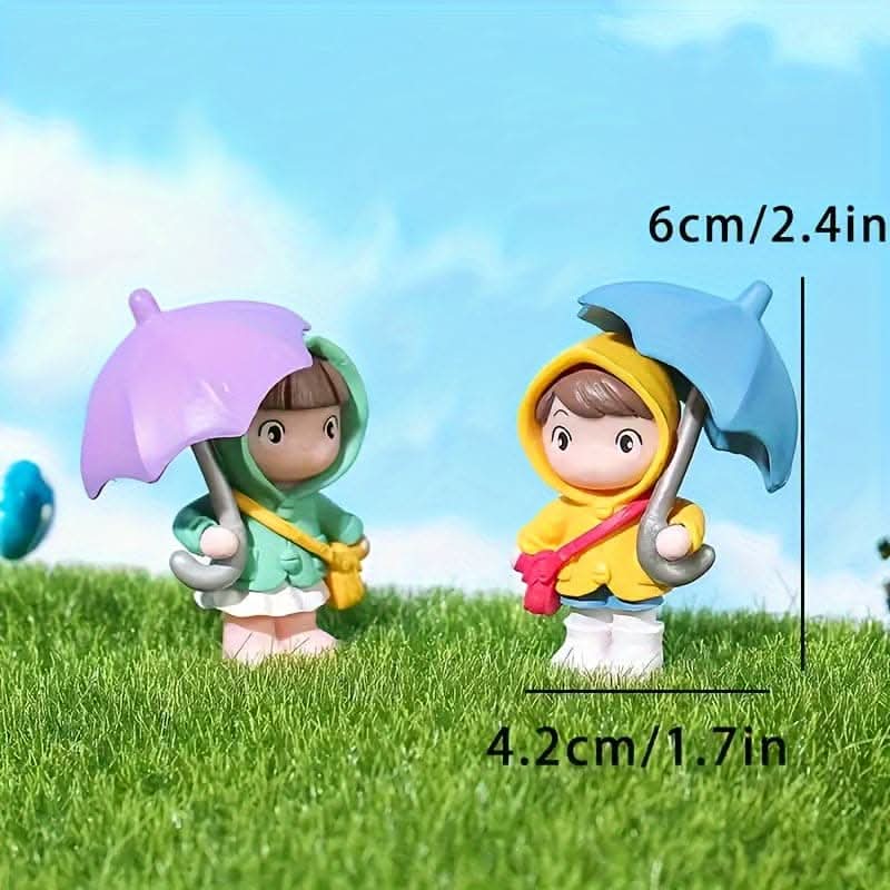 4-Piece Cute Umbrella Girl Car Center Console Decor Set
