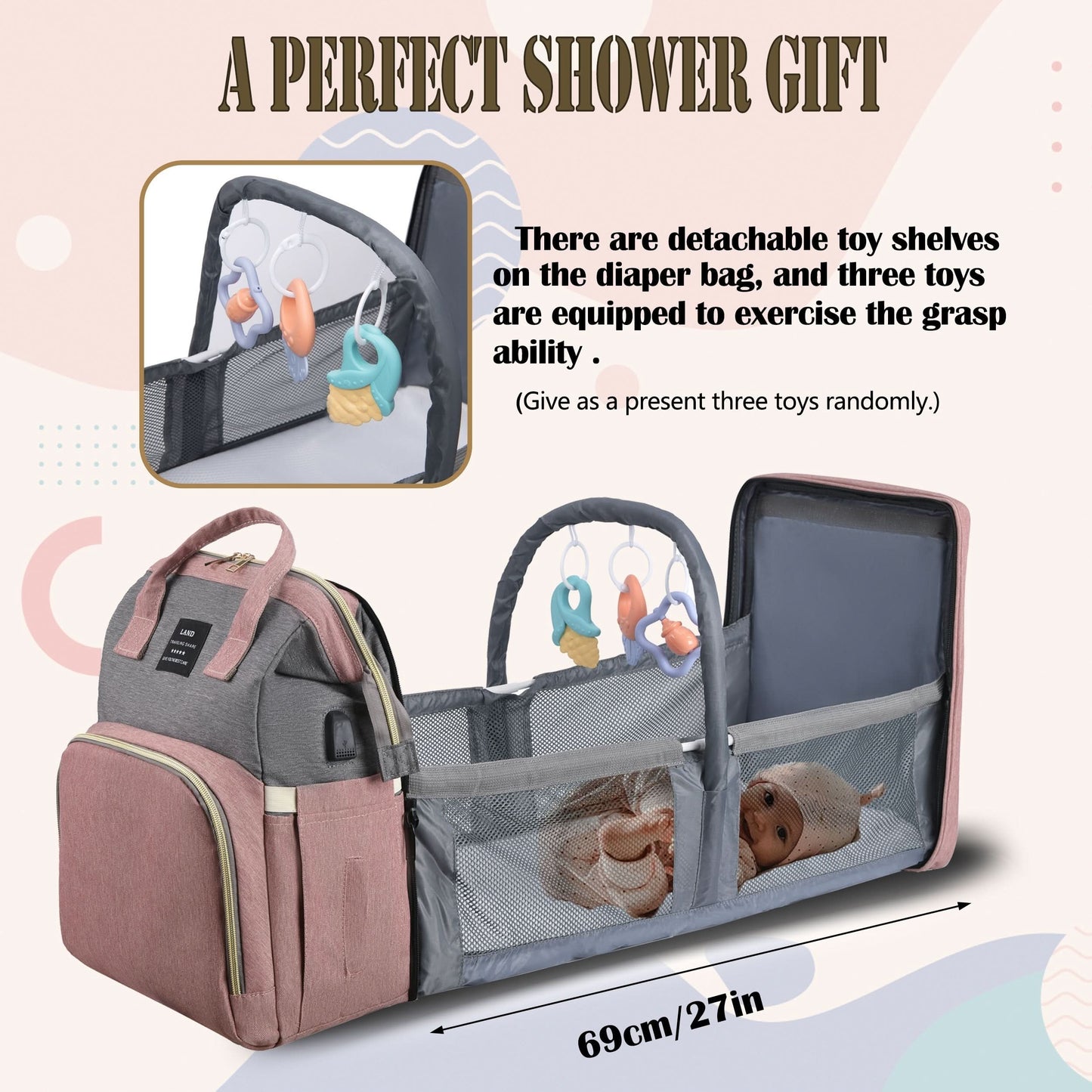 Waterproof Diaper Backpack with Changing Station