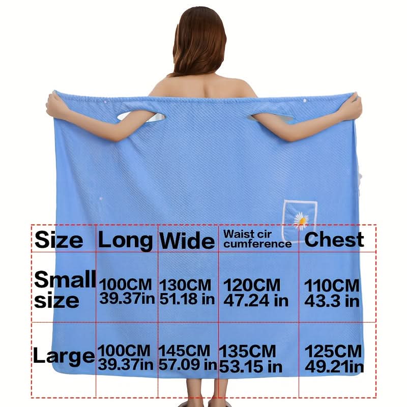 Soft Coral Fleece Bath Towel – Super Absorbent, Machine Washable, with Daisy Pocket