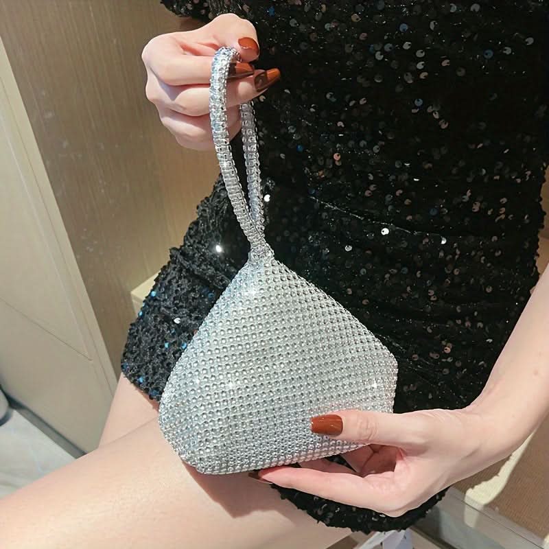 Mini Black Glitter Rhinestone Clutch Purse