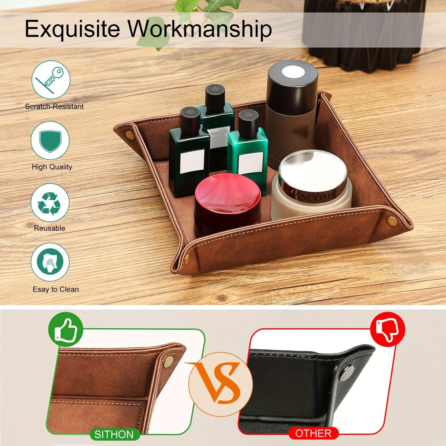 Luxury Faux Leather Valet Tray – Organizer for Men’s Essentials