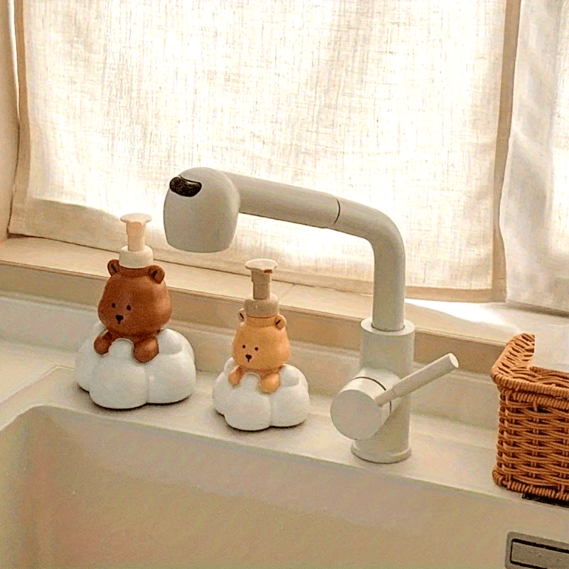 Cute Cartoon Bear Hand Sanitizer Dispenser – Foam Pump Bottle