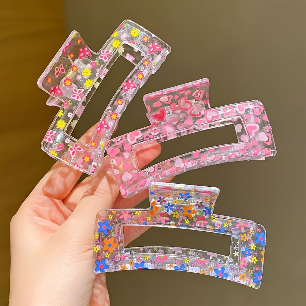 3-Pack Heart-Shaped Resin Hair Clips