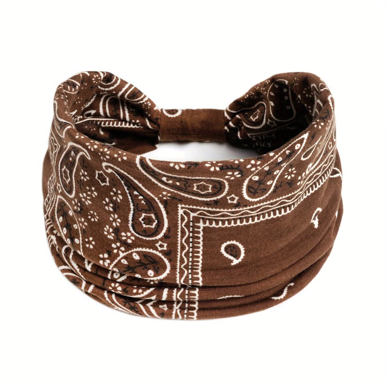 Stylish Boho Turban Headband – Soft Stretchy Paisley Pattern with Knotted Design