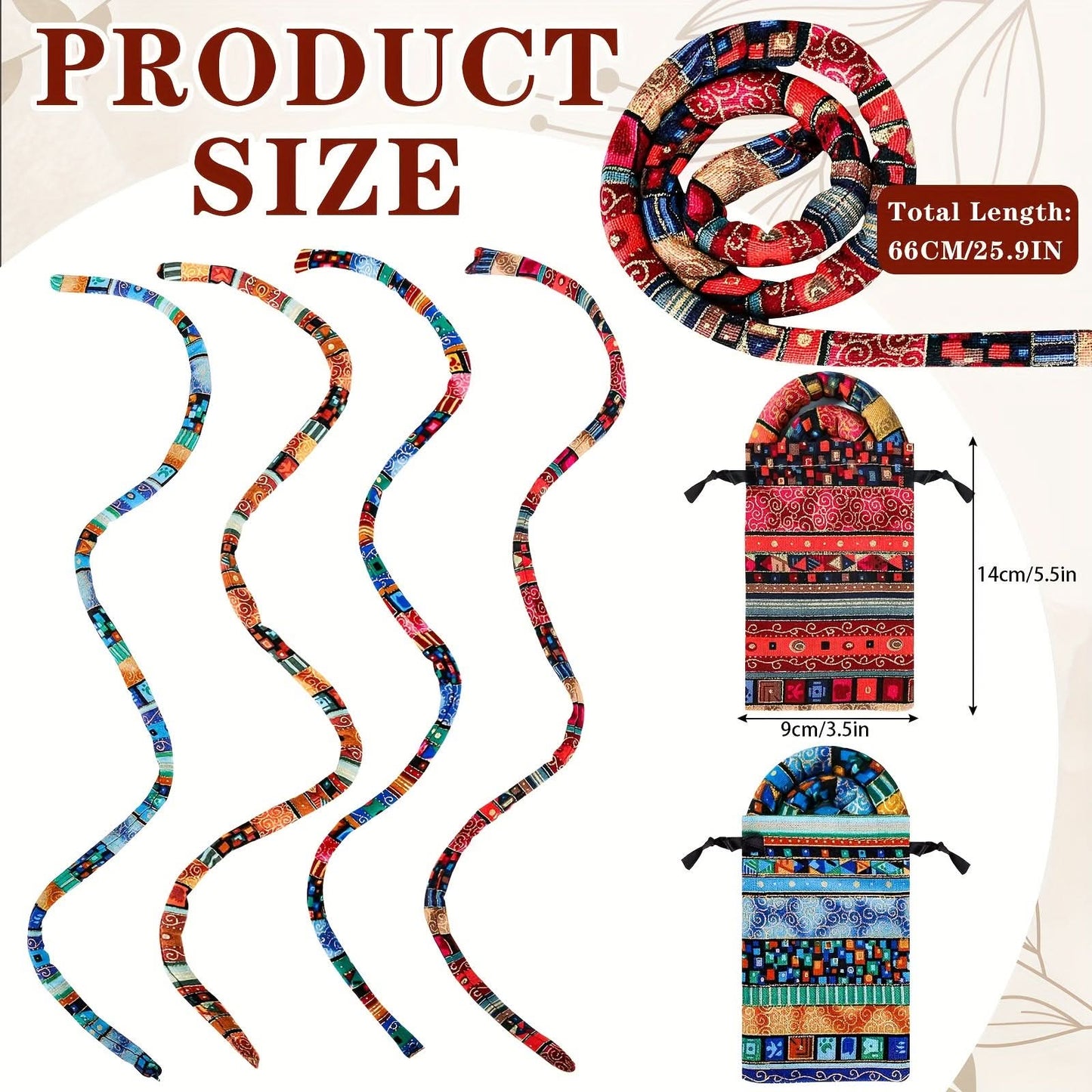 4PCS Boho Spiral Hair Ties for Curly Hair