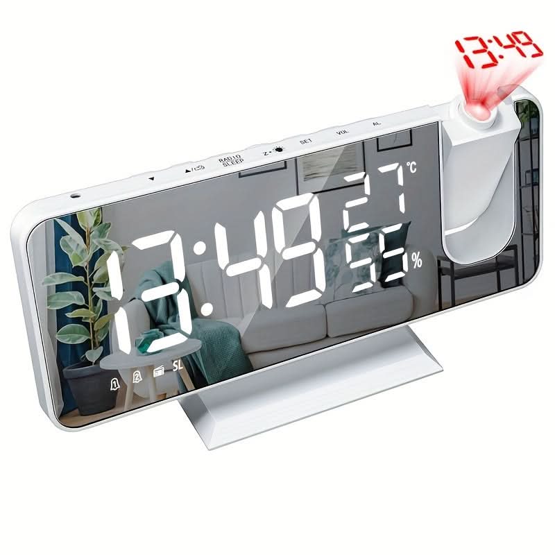 Smart Digital Alarm Clock – LED Display, FM Radio, Projection