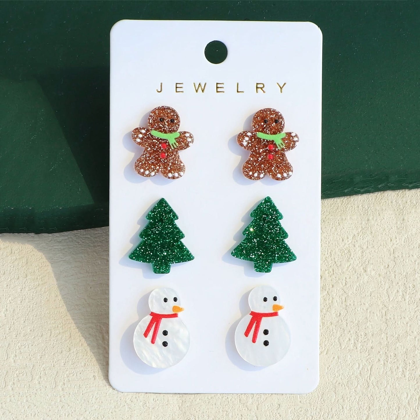 5 Pairs Christmas Tree Snowman Dangle Earrings
