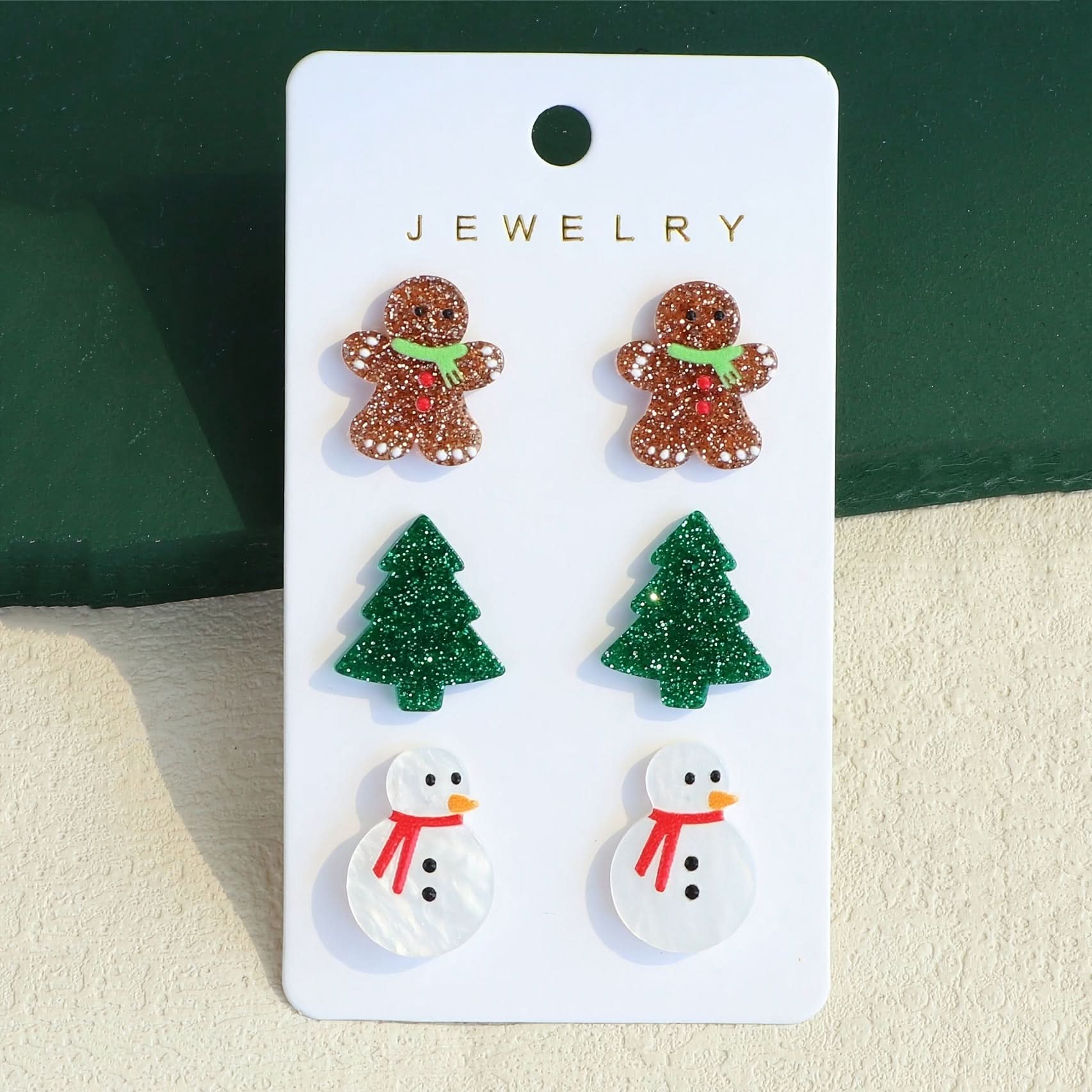5 Pairs Christmas Tree Snowman Dangle Earrings