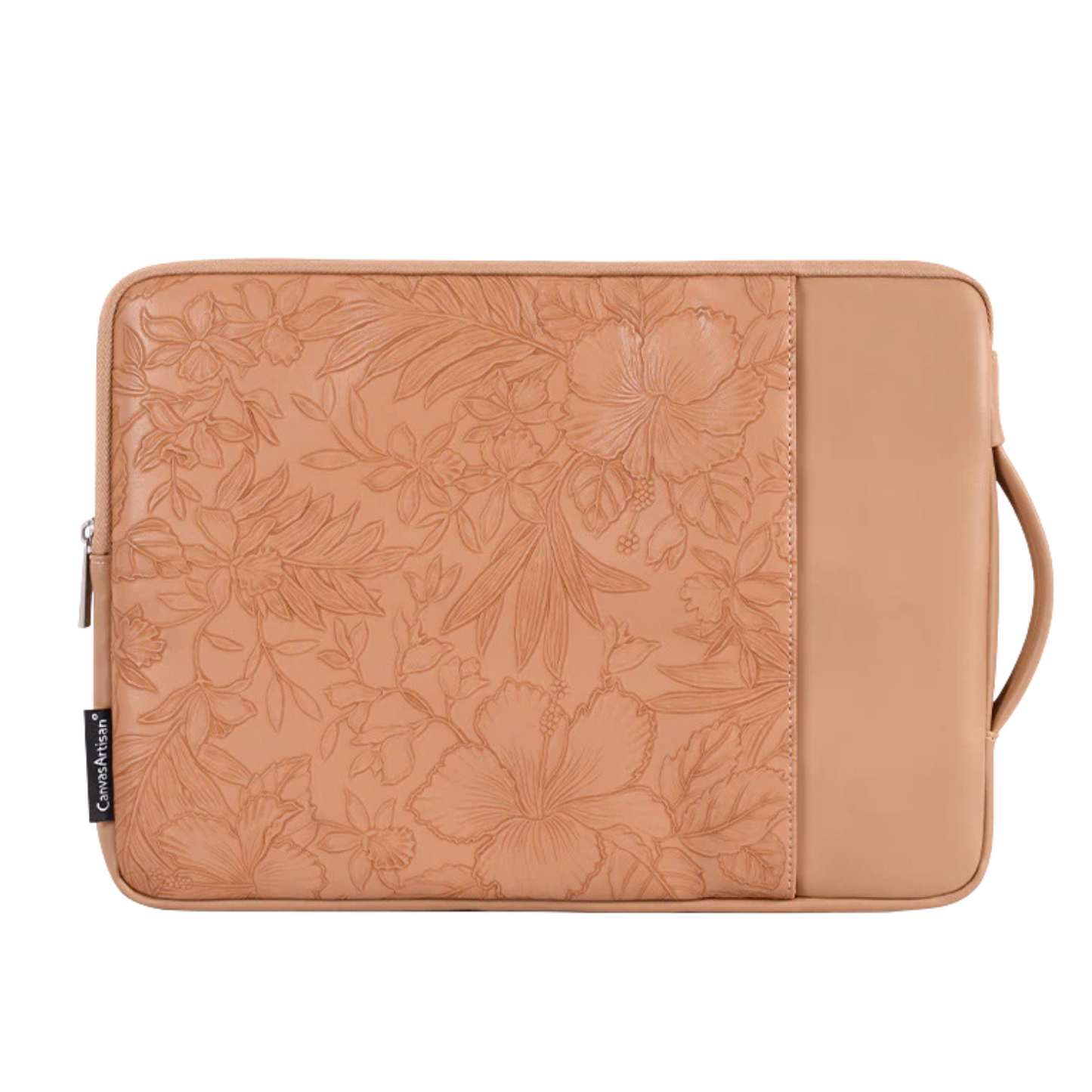 PU Leather Laptop Sleeve with Front Pocket – Fits 11"–15" – Floral Embossed