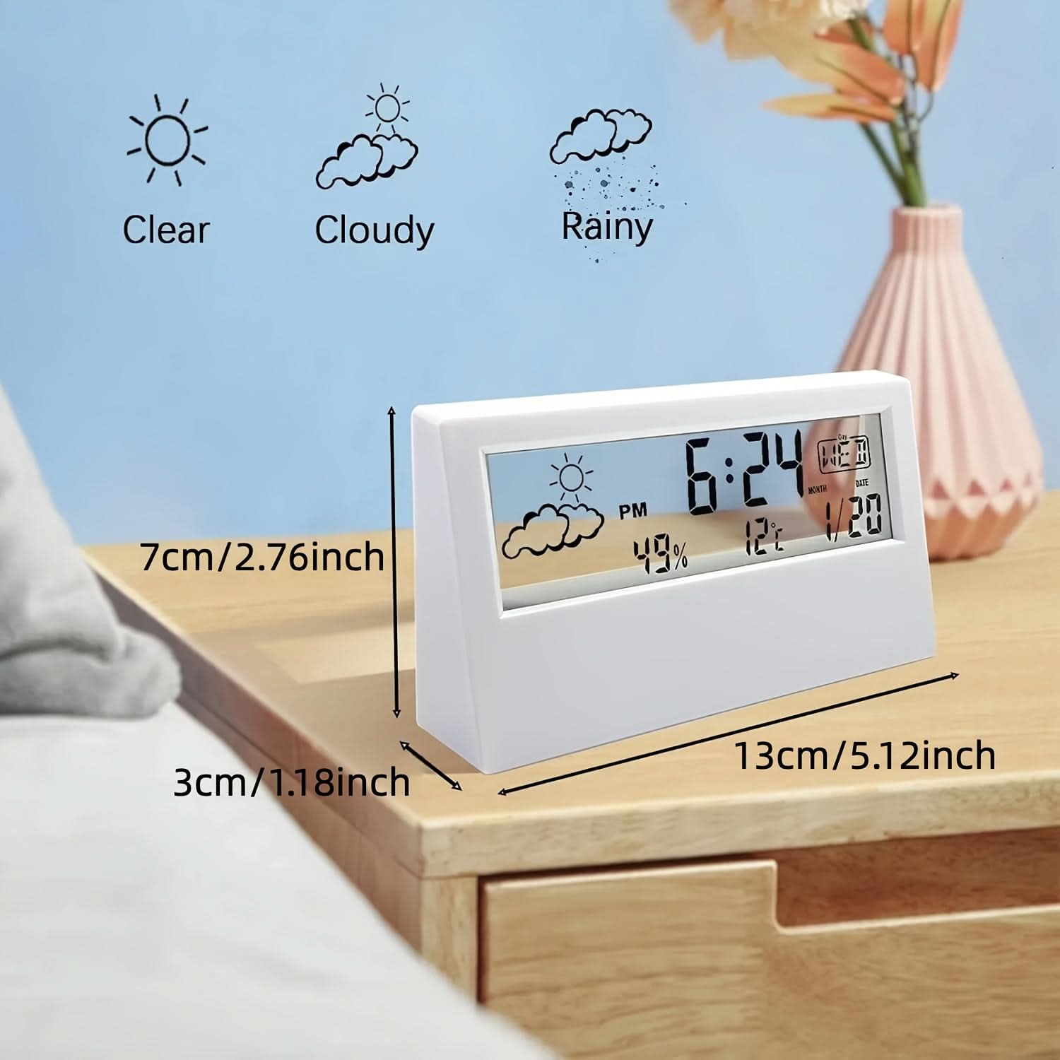 Transparent Digital Desk Clock – Modern LED Alarm Clock
