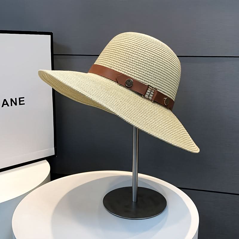 Women's Wide Brim Straw Sun Hat – Khaki Summer Beach Hat