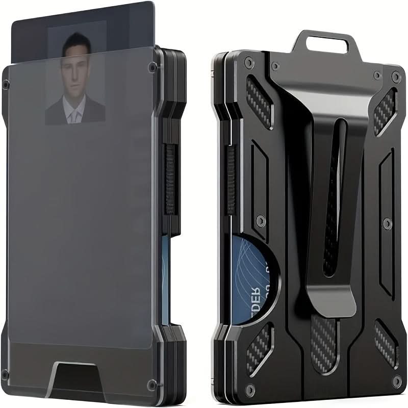 Ultra-Thin Aluminum Metal Wallet with Transparent Window - Shielding Card Holder