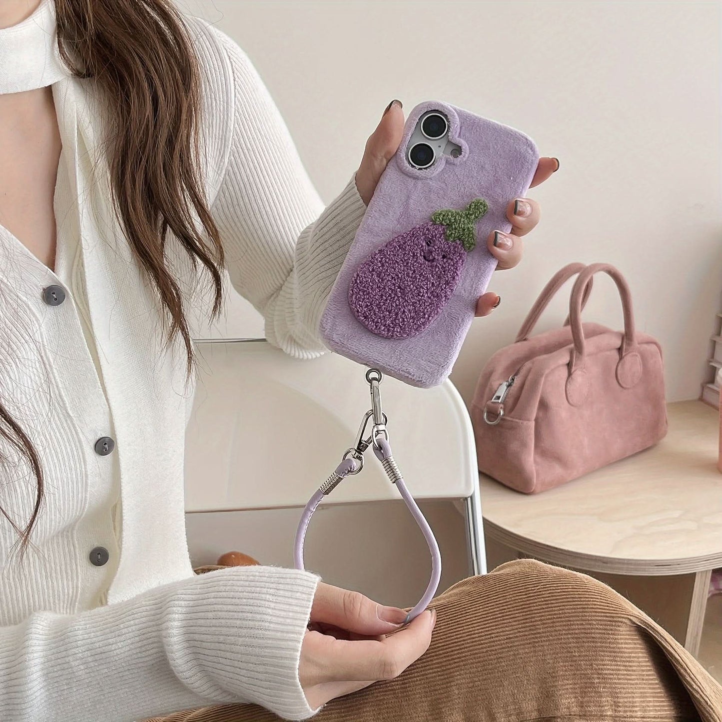 Quirky Velvet Plush Embroidered iPhone Case