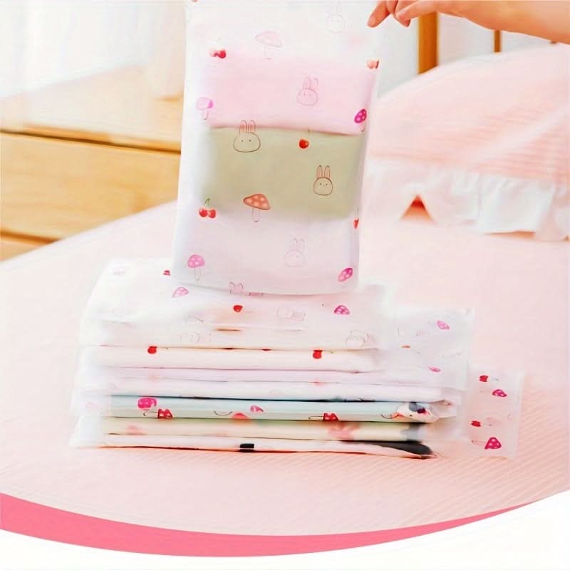 10PCS Fashionable Zipper Storage Bags - Fun Prints & Secure ZipLock