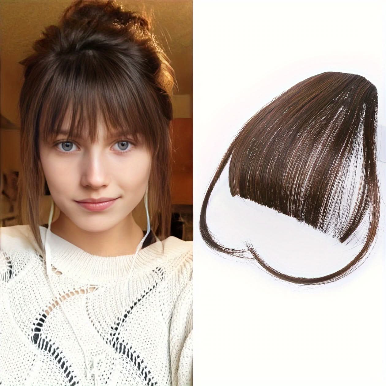 Elegant Synthetic Hair Extensions with Sideburns – Clip-In Bangs