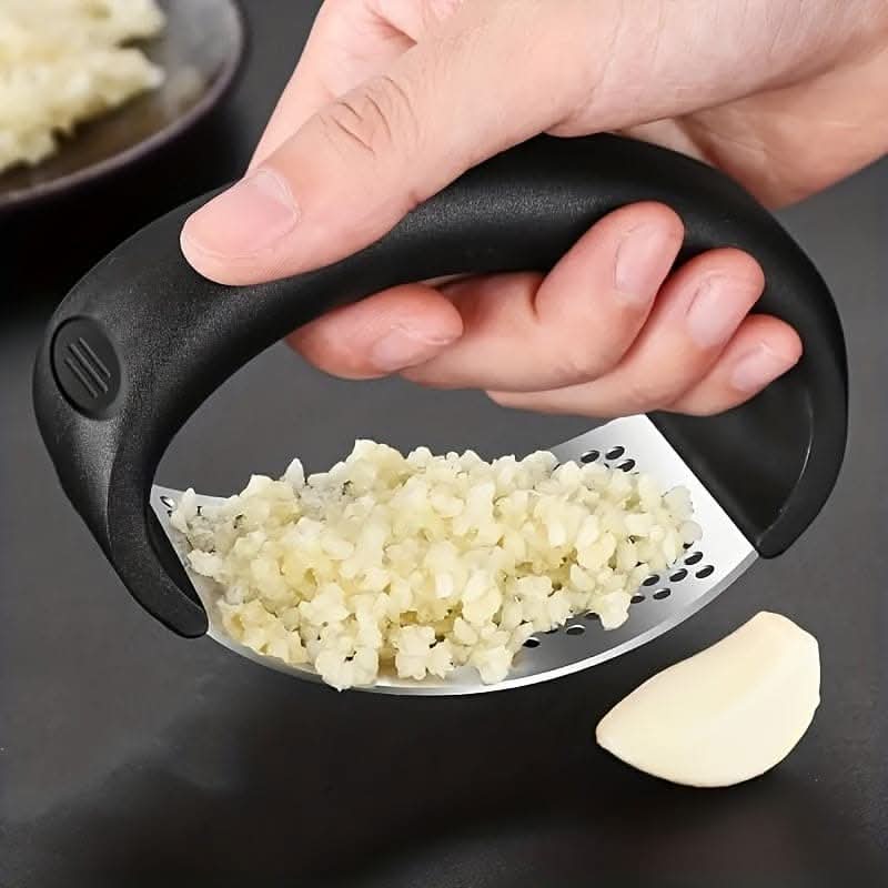 Stainless Steel Garlic Press - Rocker Metal Garlic Mincer and Crusher