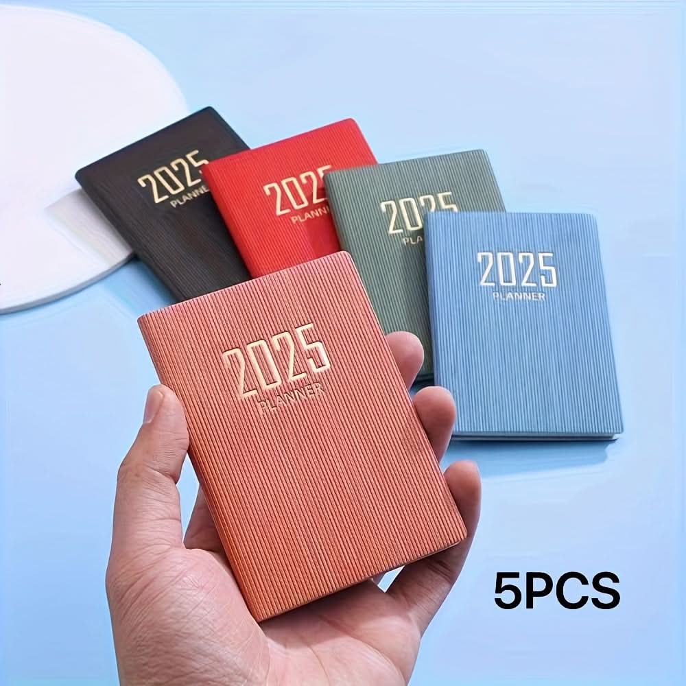 5-Pack 2025 Mini Pocket Planners – A7 Faux Leather