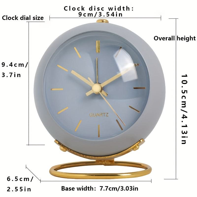 Silent Nordic Desk Clock – Battery-Operated Metal Alarm Clock